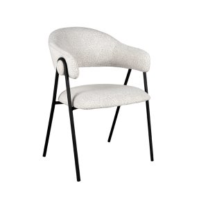 LABEL51 Eetkamerstoel Lowen - Champagne - Boucle - Zwart Metalen Frame
