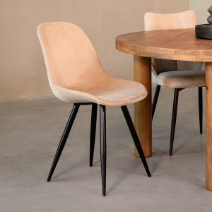 LABEL51 Eetkamerstoel Capri - Zand - - Zwart Metalen Frame
