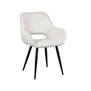 LABEL51 Eetkamerstoel Fer - Champagne - Boucle - Zwart Metalen Frame