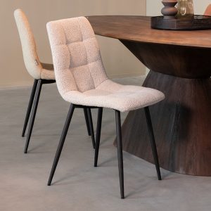 LABEL51 Eetkamerstoel Juul - Champagne - - Zwart Metalen Frame