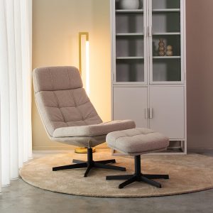 LABEL51 Fauteuil Alvar - Naturel - - Incl. Hocker