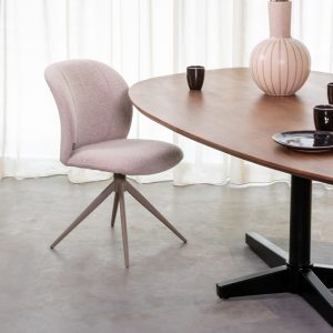 LABEL51 Eetkamerstoel Kimo - Naturel - - Taupe Metalen Frame