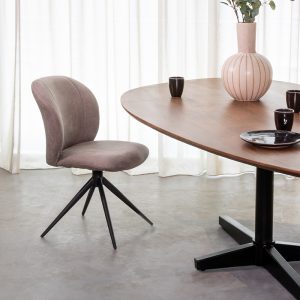 LABEL51 Eetkamerstoel Kimo - Naturel - - Zwart Metalen Frame