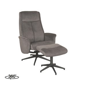 LABEL51 Fauteuil Bergen - Naturel - Velvet - Incl. Hocker