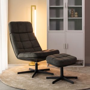 LABEL51 Fauteuil Alvar - Antraciet - - Incl. Hocker