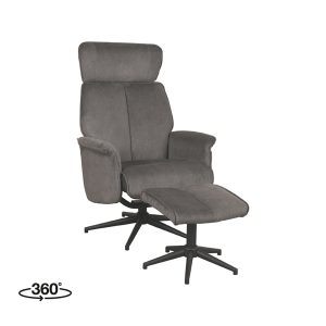 LABEL51 Fauteuil Verdal - Antraciet - - Incl. Hocker
