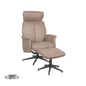 LABEL51 Fauteuil Verdal - Taupe - - Incl. Hocker