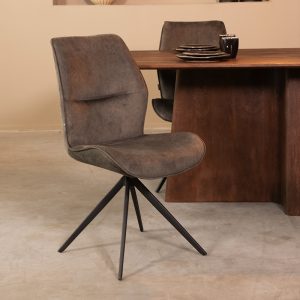 LABEL51 Eetkamerstoel Comfy - Antraciet - Velvet - Zwart Metalen Frame