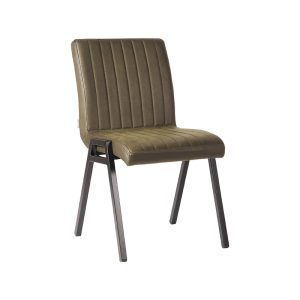 LABEL51 Eetkamerstoel Matz - Army - Kunstleder - Zwart Metalen Frame