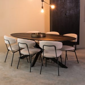 LABEL51 Eetkamertafel James - Zwart - Mangohout - 240 cm - Ovaal