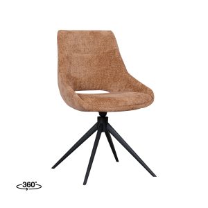 LABEL51 Eetkamerstoel Marlow - Cognac - Chenille - Zwart Metalen Frame