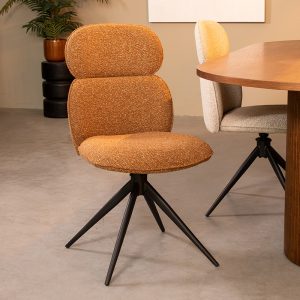 LABEL51 Eetkamerstoel Finn - Coral - - Zwart Metalen Frame