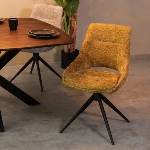 LABEL51 Eetkamerstoel Marlow - Mustard - - Zwart Metalen Frame