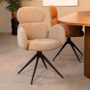 LABEL51 Eetkamerstoel Vidar - Mushroom - - Zwart Metalen Frame