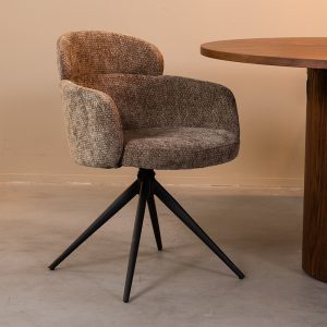 LABEL51 Eetkamerstoel Levi - Hunter - Chenille - Zwart Metalen Frame
