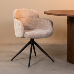 LABEL51 Eetkamerstoel Levi - Clay - Chenille - Zwart Metalen Frame