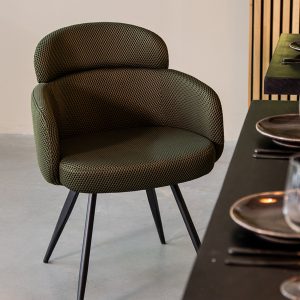 LABEL51 Eetkamerstoel Dinner - Hunter - Geweven - Zwart Metalen Frame