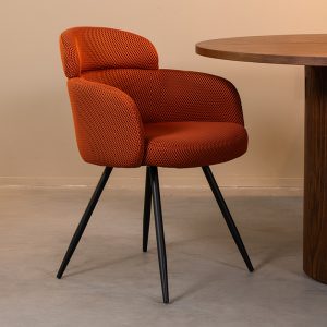 LABEL51 Eetkamerstoel Dinner - Rust - Geweven - Zwart Metalen Frame