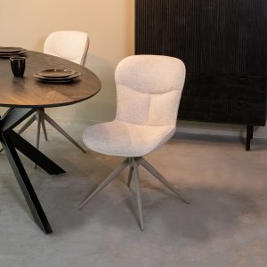 LABEL51 Eetkamerstoel Thorben - Naturel - - Taupe Metalen Frame