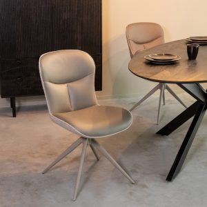 LABEL51 Eetkamerstoel Thorben - Forest - Kunstleder - Taupe Metalen Frame
