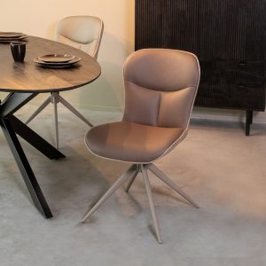 LABEL51 Eetkamerstoel Thorben - Bruin - - Taupe Metalen Frame