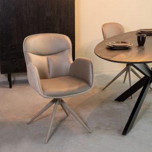 LABEL51 Eetkamerstoel Lasse - Forest - Kunstleder - Taupe Metalen Frame