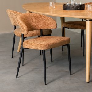 LABEL51 Eetkamerstoel Bliss - Cognac - - Zwart Metalen Frame