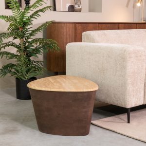 LABEL51 Salontafel I_Ravi - Espresso - Travertin - 70 cm