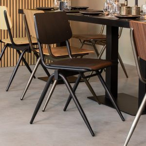 LABEL51 Eetkamerstoel Solid - Zwart - - Zwart Metalen Frame