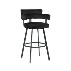 LABEL51 Barkruk Bardio - Zwart - Fluweel - Hoog