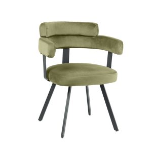 LABEL51 Eetkamerstoel Bardio - Hunter - Velvet - Zwart Metalen Frame