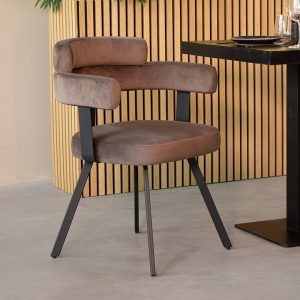 LABEL51 Eetkamerstoel Bardio - Taupe - - Zwart Metalen Frame