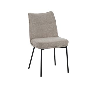 LABEL51 Eetkamerstoel Lennon - Naturel - Boucle - Zwart Metalen Frame