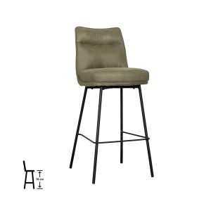 LABEL51 Barkruk Lennon - Moss - Micro Suede - Hoog
