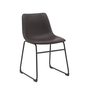 LABEL51 Eetkamerstoel Risto - Donkerbruin - Kunstleder - Zwart Metalen Frame