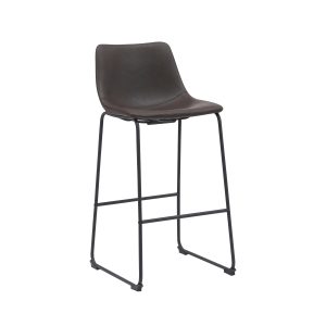 LABEL51 Barkruk Risto - Donkerbruin - Kunstleder - Hoog