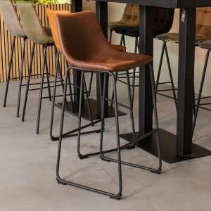 LABEL51 Barkruk Risto - Bruin - Kunstleder - Hoog