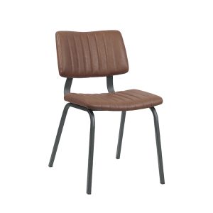 LABEL51 Eetkamerstoel Gusto - Bruin - Kunstleder - Zwart Metalen Frame