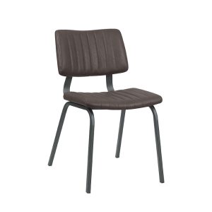 LABEL51 Eetkamerstoel Gusto - Donkerbruin - Kunstleder - Zwart Metalen Frame
