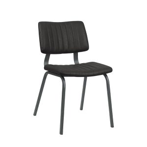 LABEL51 Eetkamerstoel Gusto - Zwart - Kunstleder - Zwart Metalen Frame