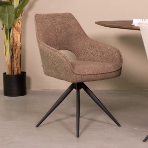 LABEL51 Eetkamerstoel Finley - Bruin - - Zwart Metalen Frame