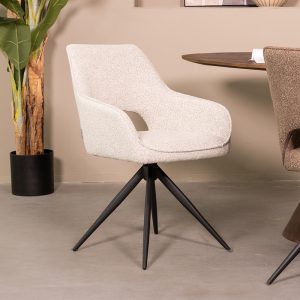 LABEL51 Eetkamerstoel Finley - Champagne - - Zwart Metalen Frame