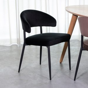 LABEL51 Eetkamerstoel Bliss - Zwart - Velvet - Zwart Metalen Frame