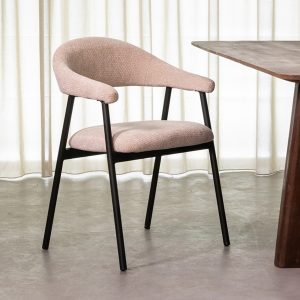 LABEL51 Eetkamerstoel Amaze - Naturel - Chenille - Zwart Metalen Frame