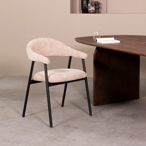 LABEL51 Eetkamerstoel Amaze - Clay - Chenille - Zwart Metalen Frame
