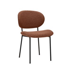 LABEL51 Eetkamerstoel Senn - Coral - Boucle - Zwart Metalen Frame