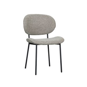 LABEL51 Eetkamerstoel Senn - Mushroom - Boucle - Zwart Metalen Frame