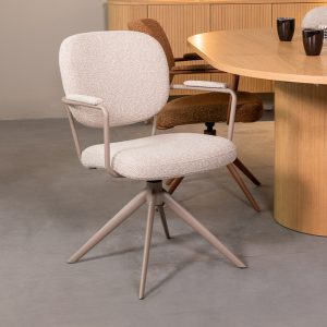 LABEL51 Eetkamerstoel Basel - Naturel - - Taupe Metalen Frame