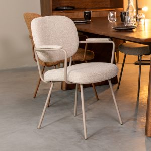 LABEL51 Eetkamerstoel Lausanne - Naturel - - Taupe Metalen Frame