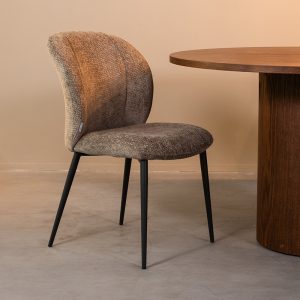 LABEL51 Eetkamerstoel Vino - Hunter - Chenille - Zwart Metalen Frame